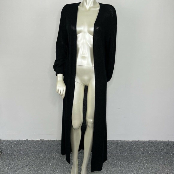 Free People Sweaters - Free People Beach Long Duster Cardigan Small Black Knit Open Front Boho